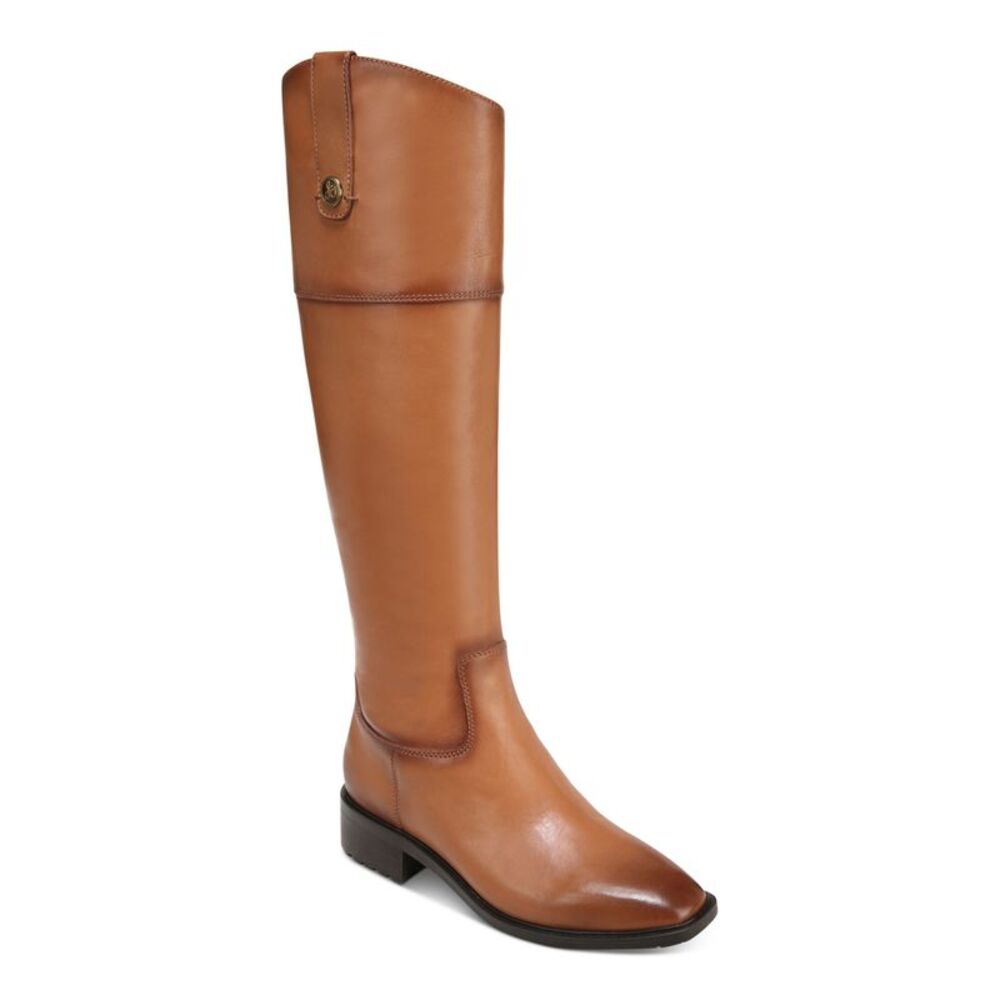 NWT SAM EDELMAN Womens Brown Drina Almond Block Heel Leather Riding Boot 7 M